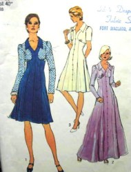6025 73 EMPIRE V-NECK FAUXLERO DRESS LENGTHS PATTERN 18